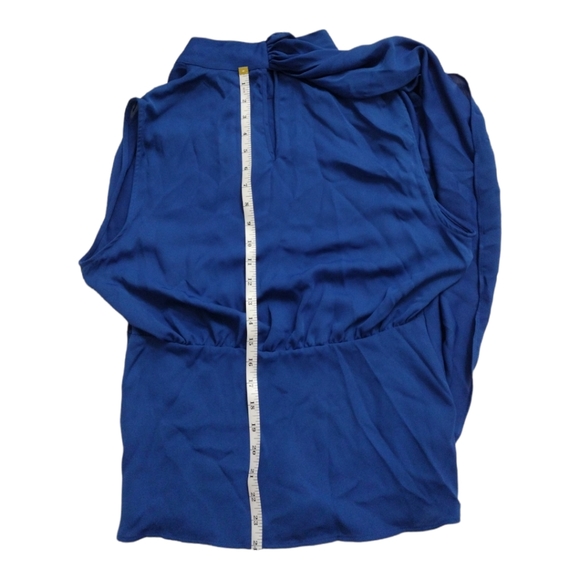 Zara Structured Wrap Drapery Style  Blue Blouse Size Large NWT - Picture 11 of 11